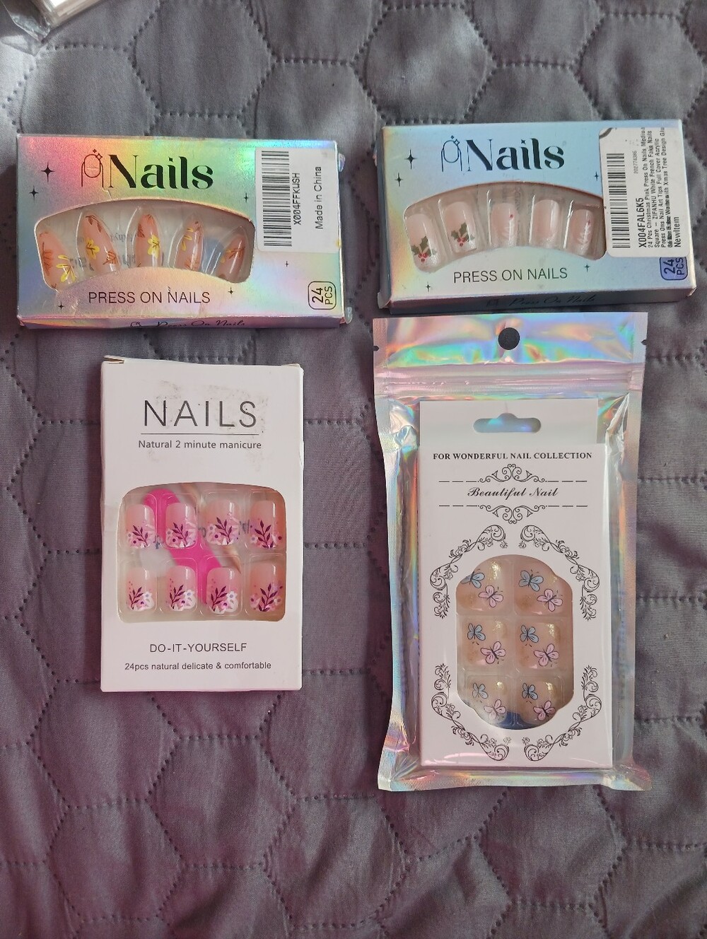 Floral Festival Fall Holly Press-On Nails Lot , 4 Kits New Other